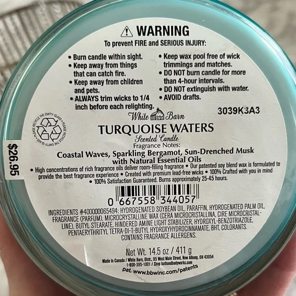 New Bath & Body Works Soy Candle and Silver Holder - Turquoise Waters Scent - Picture 7 of 11